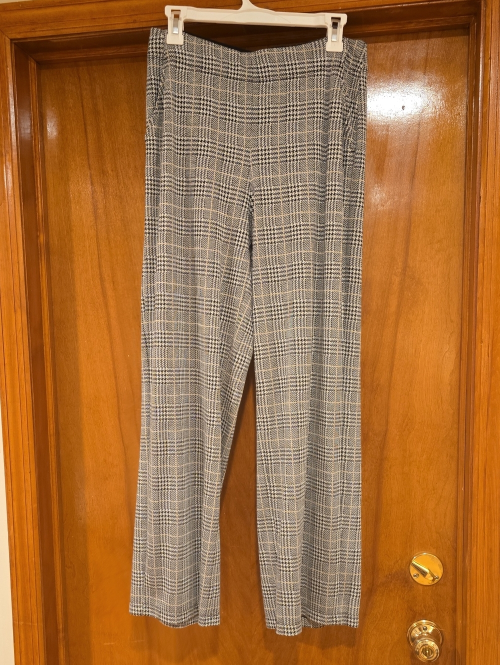 Max Studio Black & White Plaid Straight-Leg Trousers